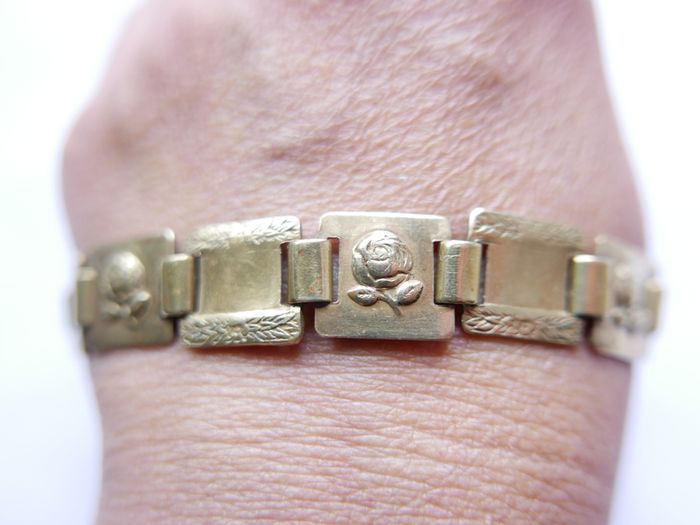 Victorian Rose Design , Antique, -stamped GOLDOID, Bracelet