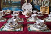 47 Piece Royal Imperial Bone China Tea Set With Mixed Fruit Garden Collection For 10 Person Setting