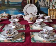 47 Piece Royal Imperial Bone China Tea Set With Mixed Fruit Garden Collection For 10 Person Setting