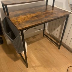 Industrial style desk with monitor shelf and side storage