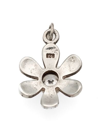 Vintage 935 Sterling Silver & Cubic Zirconia Flower Pendant