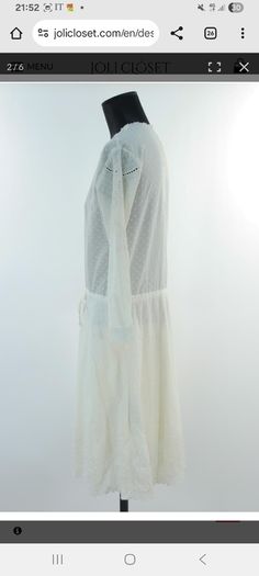The Kooples Women's White Stitched Dots Embroidered Lace Cottagecore Dress M
