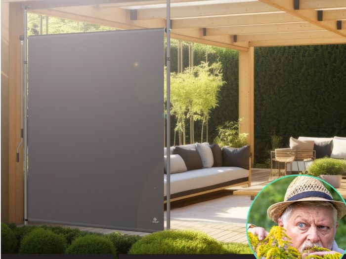 100 x 310cm Vertical Awning for Outdoors, Extendable & Opaque | Vertical Awning with Hand Crank, No Drilling Required | Balcony Privacy Screen & Wind Protection for Garden & Terrace, Waterproof