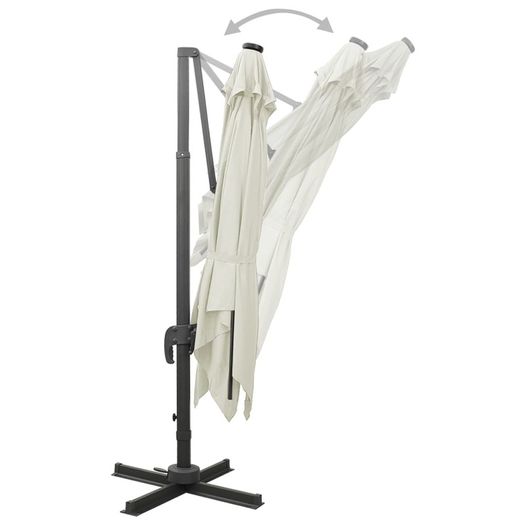 Cantilever Umbrella with Pole and LED Lights Sand 300 cm