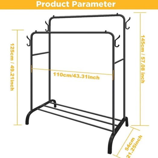NEW Metal Double Clothes Garment Rail