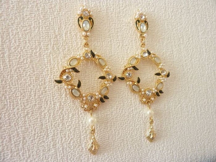 Vintage Style Faux Pearl Boho Chic Drop Gold Earrings