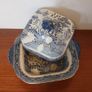 Fabulous Antique Blue and White Transferware Willow Pattern Large Lidded Tureen/Vegetable Dish For Display, Unknown Maker, Most Likely Staffordshire Made Image 3