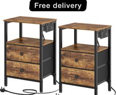 Bedside Tables with Charging Station