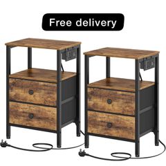 Bedside Tables with Charging Station