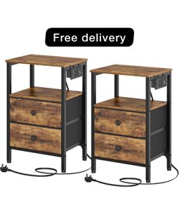 Bedside Tables with Charging Station
