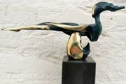 Sculpture Of A Sitting Lady (32cm, 4kg) - Bronze, Marble, Signed