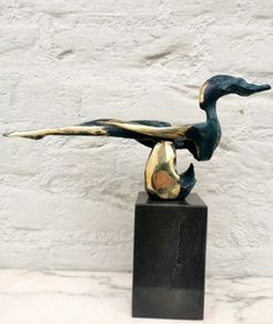 Sculpture Of A Sitting Lady (32cm, 4kg) - Bronze, Marble, Signed