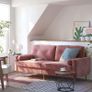 _3-seater sofa, couch for living room, cover made of velvet, for apartments, small rooms, wooden frame, metal legs, simple structure, modern design, 183 x 78 x 88 cm, pink Image 2