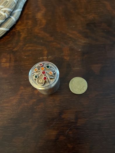 Retro silver pill box