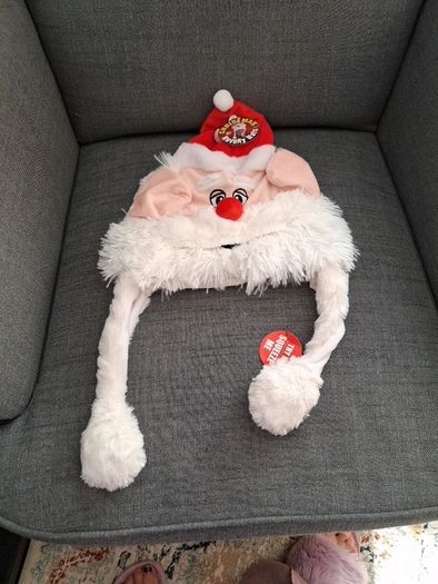 Christmas novelty santa hat.