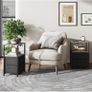 Bedside Table with Charging Station, Side Table with 2 USB Ports and Outlets, Nightstand with Cloth Drawer, Set of 2, End Table, Greige Image 8