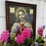 Antique Sacred Heart of Jesus Chromolithograph Framed c.1930s Image 10