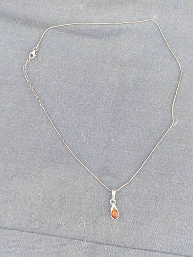 Sterling Silver Amber Pendant set