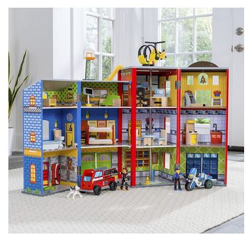 Wooden Play Set Fire Truck Police Helicopter