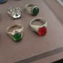 15 Antique Style Brass Rings Mixed Glass & Stone Ring Collection Image 7