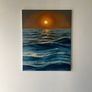 ORIGINAL OIL PAINTING Seascape on canvas, Ocean Sea Sunset Artwork, Seascape Wall Art Image 5