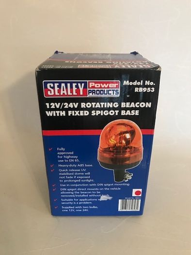 Sealey RB953 Rotating Beacon, Fixed Spigot Base, 12/24V