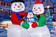 6 Ft Inflatable Christmas Snowman Decorations Outdoor, Christmas Tall Huge Snowman Outdoor a Family of Three Cute Decoration for X-mas Party Indoor Garden Home Family Yard Lawn Decor (FREE POSTAGE)
