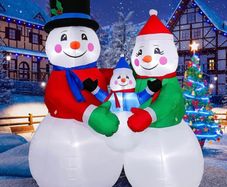6 Ft Inflatable Christmas Snowman Decorations Outdoor, Christmas Tall Huge Snowman Outdoor a Family of Three Cute Decoration for X-mas Party Indoor Garden Home Family Yard Lawn Decor (FREE POSTAGE)