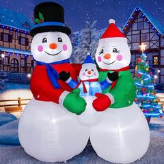 6 Ft Inflatable Christmas Snowman Decorations Outdoor, Christmas Tall Huge Snowman Outdoor a Family of Three Cute Decoration for X-mas Party Indoor Garden Home Family Yard Lawn Decor (FREE POSTAGE)