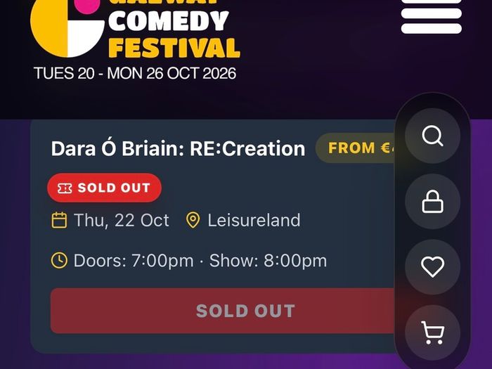 Dara O Briain - RE:Creation - Galway Comedy Festival Ticket