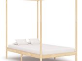 Canopy Bed Frame Solid Pine Wood 120x200 cm