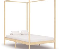 Canopy Bed Frame Solid Pine Wood 120x200 cm