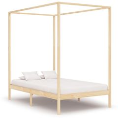 Canopy Bed Frame Solid Pine Wood 120x200 cm
