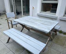Garden Table, 2 Benches & Chairs