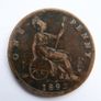 1892 Victoria One Penny Coin Image 3