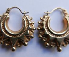 Victorian 9CT Gold  375 Earrings 13mm Spike Creole Hoops Gypsy Vintage 1,7g