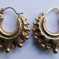 Victorian 9CT Gold  375 Earrings 13mm Spike Creole Hoops Gypsy Vintage 1,7g