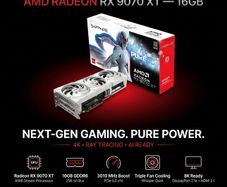 Rx9070xt sapphire pure white 16gb new