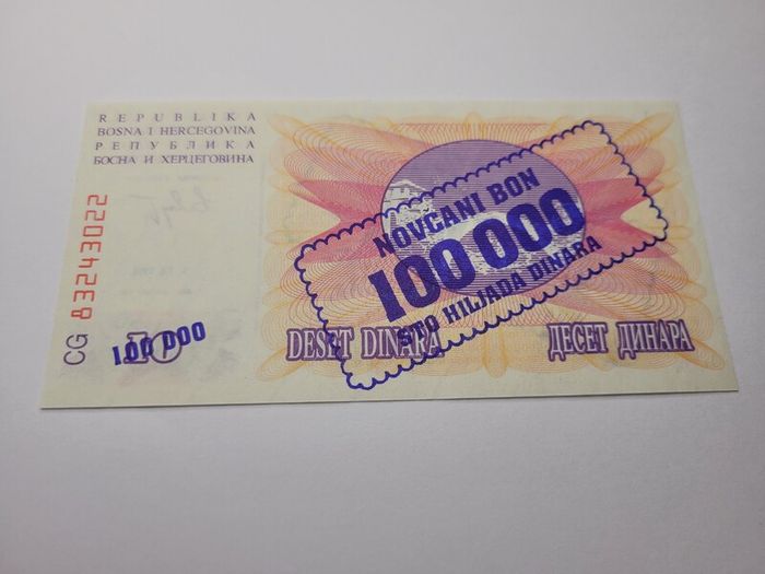 Bosnia - Herzegovina  100,000-100.000,000 Dinara, 1992-1994, 6 notes