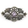 Marcasite & Amethyst Sterling Silver Brooch Image 2