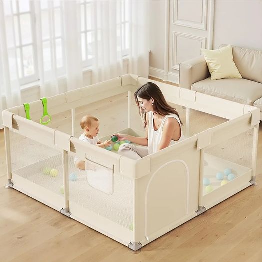 Baby Playpen for Babies and Toddlers, 47x47inch Small Play Pen for Indoors, Toddler Playpen for Apartment, Play Yard, Baby Activity Play Fence, 120x120cm Twins Playard