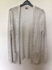 Girls White with silver sequins sparkly cardigan age 13 to 14 Years postage Included