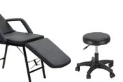 Portable Faux Leather Massage Table Cosmetic Chair Black