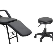 Portable Faux Leather Massage Table Cosmetic Chair Black