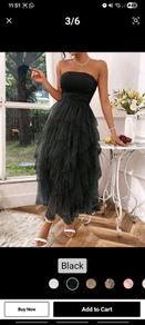 women black puffy black dress
