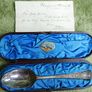 Antique Sterling Silver Christening Spoon by James Crichton & Sons of Glasgow, presented in its Original Velvet-lined Box. with original handwritten note from Glasgow dated October 4, 1886. Image 3