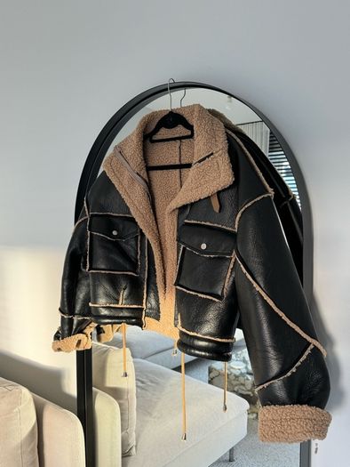 Faux leather jacket with Sherpa lining