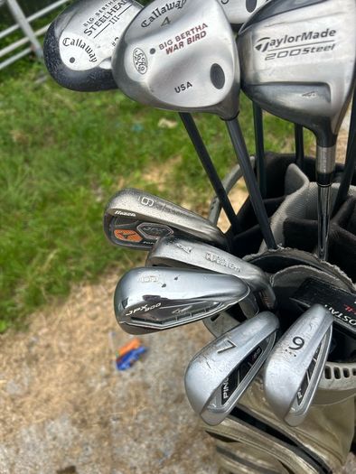 Drivers, woods, irons, putter and bag for sale read description