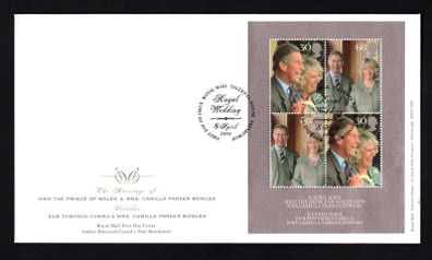 2005 Great Britain Royal Wedding of HRH The Prince of Wales and Mrs Camilla Parker Bowles Commemorative Stamps Addressed First Day Cover (FDC) with Edinburgh pictorial cancel.