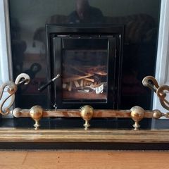 Antique brass fireplace fender